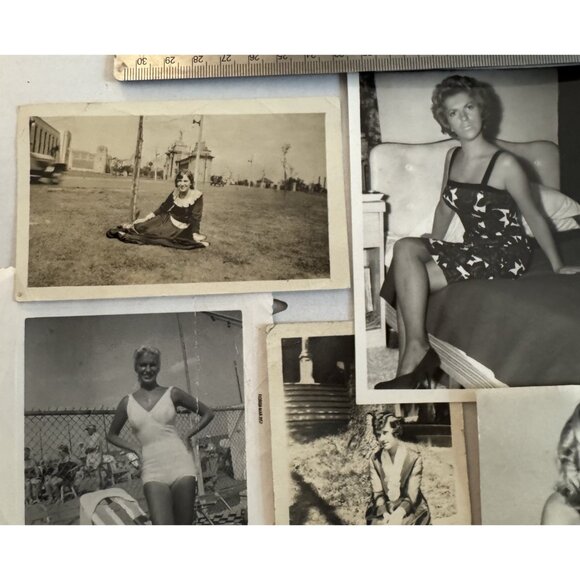 Lot of Vintage Amateur Woman Model Photos, Bikini, Dress Up, Highheels, B&W Pics - Picture 7 of 9